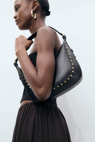 Petit sac porté épaule à clous - Noir