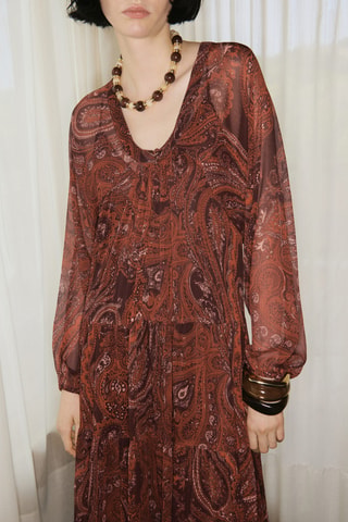 Robe oversize à imprimé paisley - Rouge