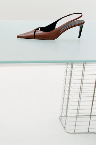 Chaussures talon cuir anneau - Marron