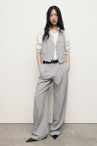 Gilet de costume à fines rayures - Gris