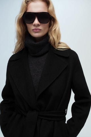Manteau fait main avec ceinture - Noir