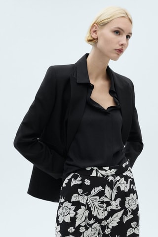 Pantalon droit imprimé fleuri - Noir