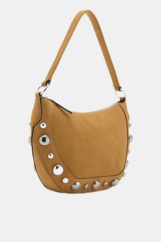 Sac clouté cuir suède - Moutarde
