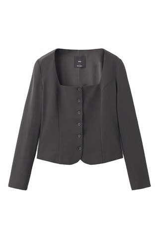 Blazer de costume cintré crop - Gris