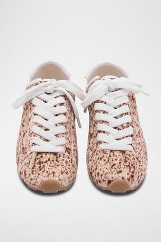 Tennis cuir fourrure - Beige