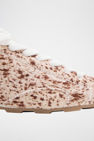Tennis cuir fourrure - Beige