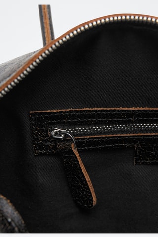 Sac porté épaule en cuir breloques - Noir