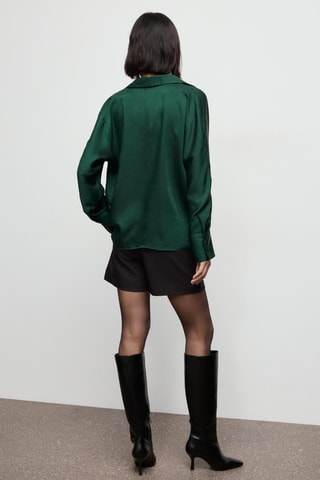 Chemise satinée croisée - Vert