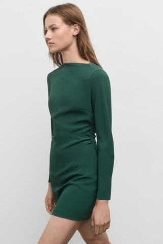Robe col bateau froncée - Vert