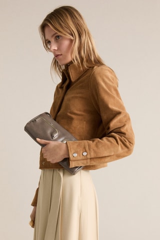 Veste en cuir suédé - Marron
