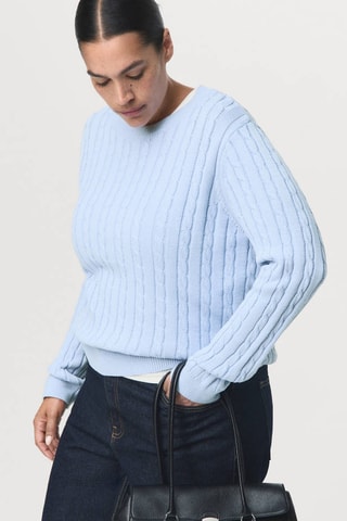 Pull-over maille tressée - Ciel