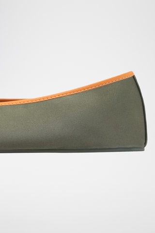 Ballerines en satin passepoil contrasté - Vert