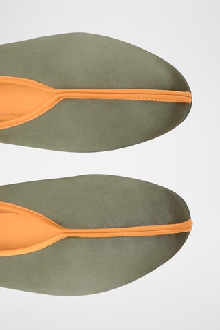 Ballerines en satin passepoil contrasté - Vert