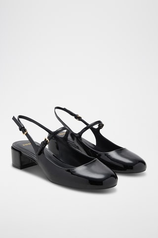 Chaussures vernies talon bloc - Noir
