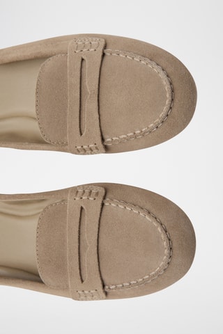 Mocassins suède détail en forme de masque - Beige