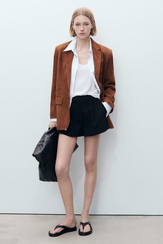 Blazer droit daim - Marron