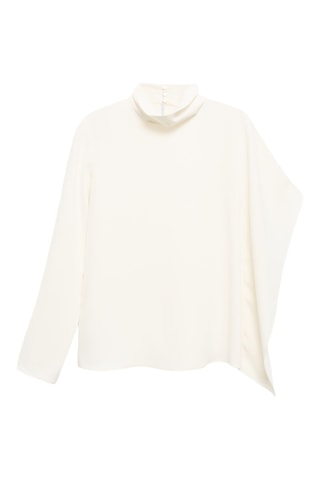 Blusa cuello alto manga asimétrica - Crudo