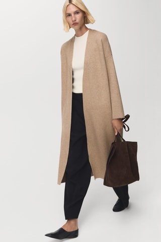 Manteau long en maille - Gris clair