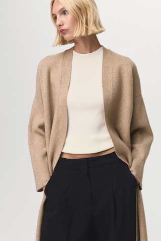 Manteau long en maille - Gris clair