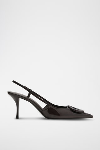 Chaussures à talons vernis avec anneau - Marron
