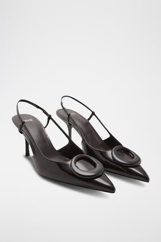 Chaussures à talons vernis avec anneau - Marron