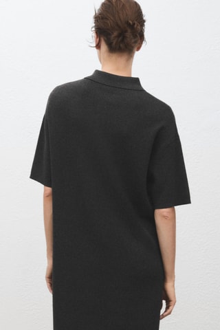 Robe maille col polo - Gris foncé