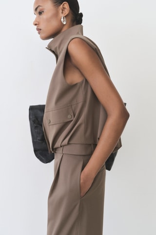 Gilet oversize poches - Marron
