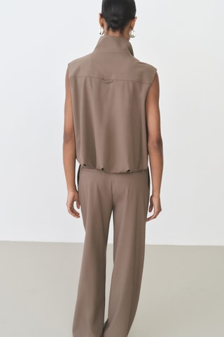 Gilet oversize poches - Marron