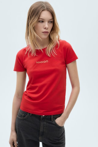 T-shirt coton imprimé logo - Rouge
