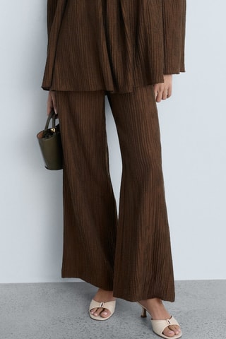 Pantalon droit texturé - Marron