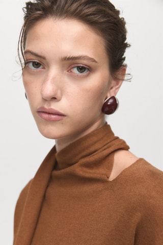 Pull maille fine et foulard - Marron