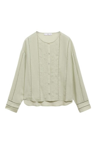 Blouse Lyocell détails ajourés - Vert d'eau