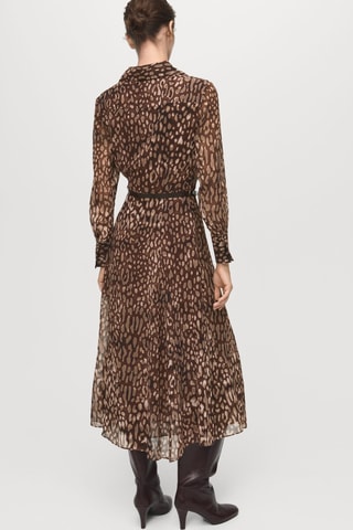 Robe-chemise léopard avec ceinture - Marron