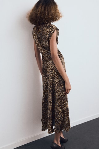 Robe satinée léopard - Marron