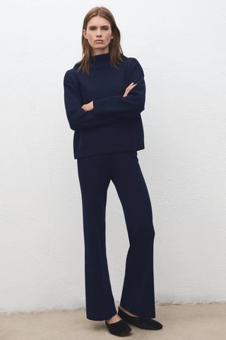 Pull-over col montant froncé - Bleu marine