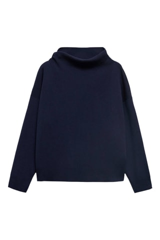 Pull-over col montant froncé - Bleu marine