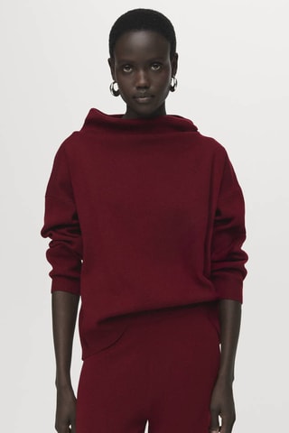 Pull-over col montant froncé - Rouge