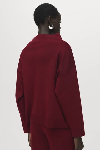 Pull-over col montant froncé - Rouge