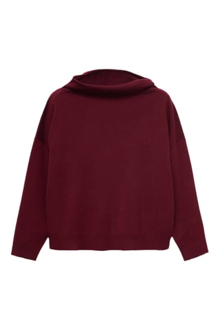 Pull-over col montant froncé - Rouge