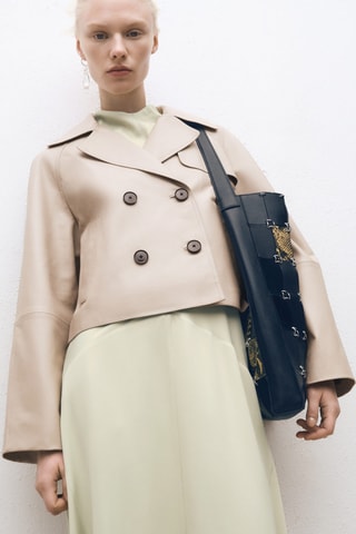 Trench crop cuir - Gris