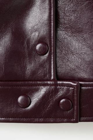 Veste cuir synthétique col fourrure - Rouge