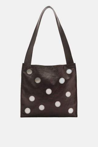 Sac en cuir à double anse et miroirs - Marron