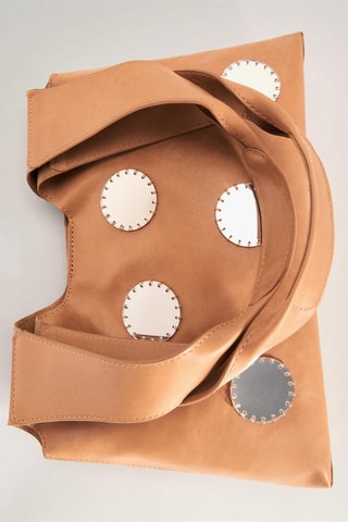 Sac porté épaule cuir miroirs - Marron