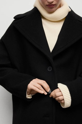 Manteau court en laine oversize - Noir