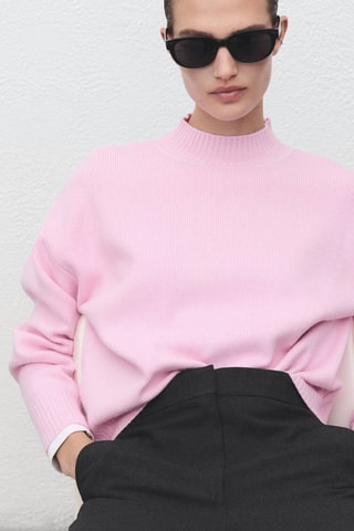 Pull-over col montant - Rose