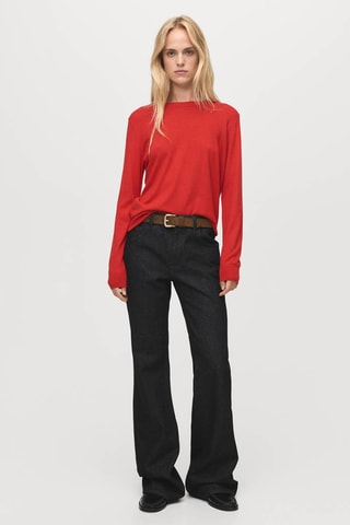 Pull-over maille fine col rond - Rouge