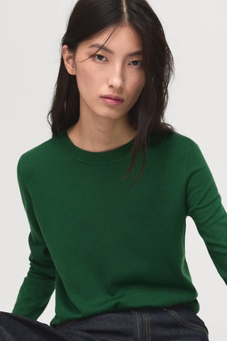 Pull-over maille fine col rond - Vert foncé