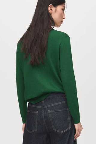 Pull-over maille fine col rond - Vert foncé