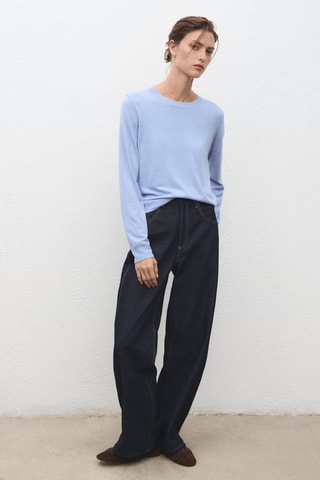Pull-over maille fine col rond - Ciel