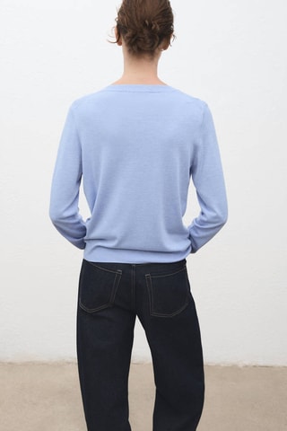 Pull-over maille fine col rond - Ciel
